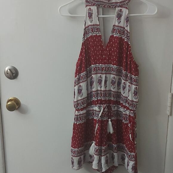 Very J Boho Tassel Tie Front Romper M Bohemian Summer Festival Hippie Summer NEW - Picture 1 of 8